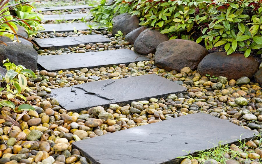 grey slate tile walkway