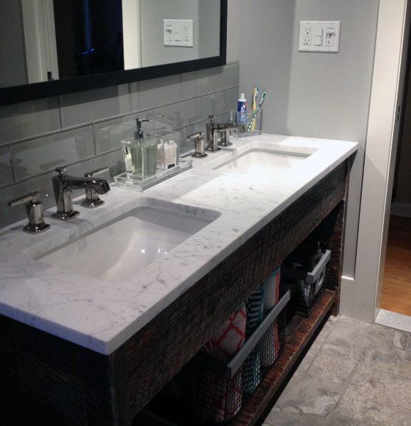 Grey Wall Interior Ideas For Bathroom Backsplash Glass Subway Tile