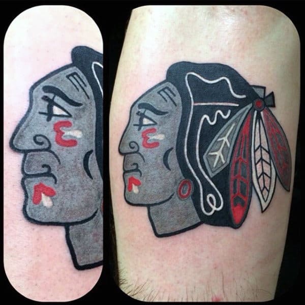Greyscale Chicago Blackhawks Mens Arm Tattoos