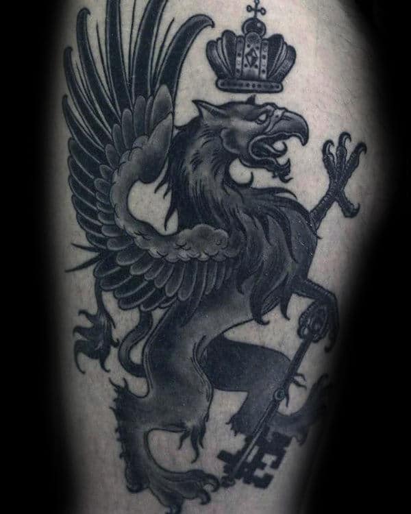 GriffinLion tattoo family crest tattoo black and gray t  Flickr
