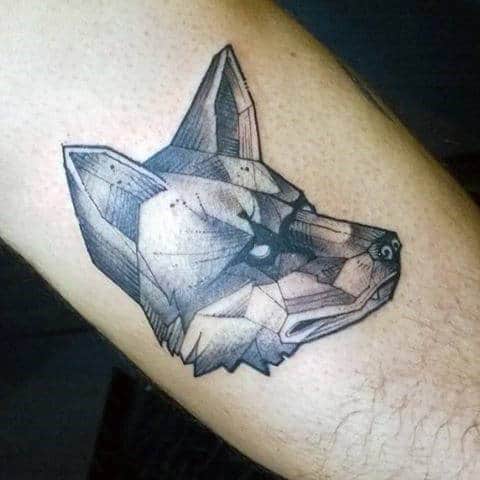 View Geometric Fox Face Tattoo Gif