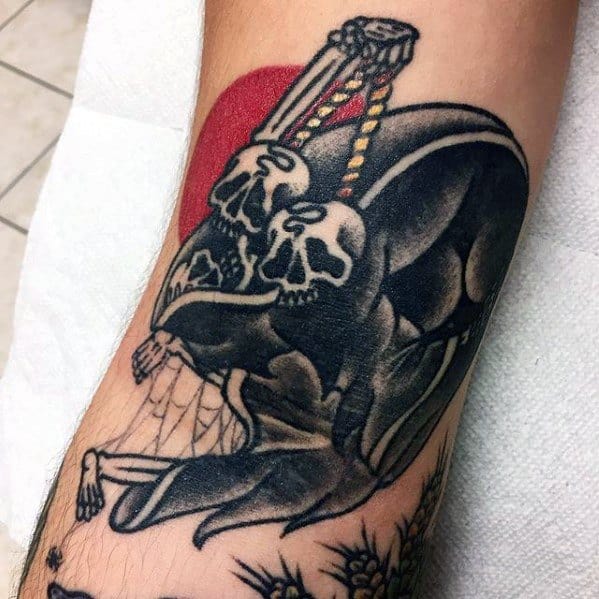 Grim Reaper Red Sun Guys Tattoos With Ditch Design