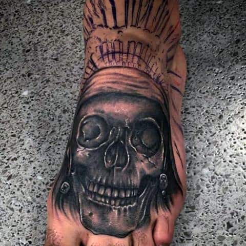 Grinning Skull Tattoo Foot Males