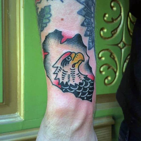 Grumpy Eagle In Arrowhead Tattoo Wrists Male