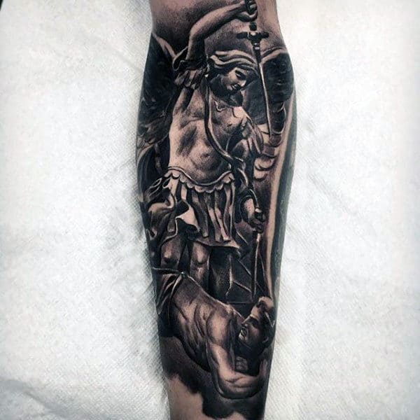 Guardian Angle Forearm Sleeve Tattoo For Men St Michael