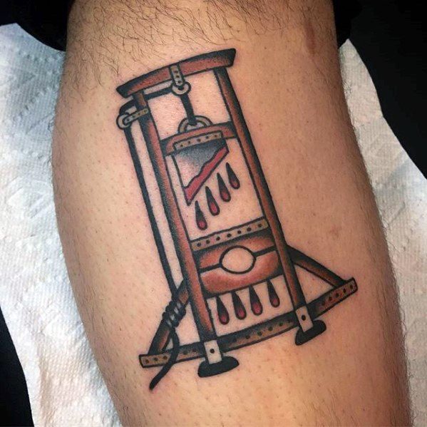 American Traditional Guillotine Tattoo