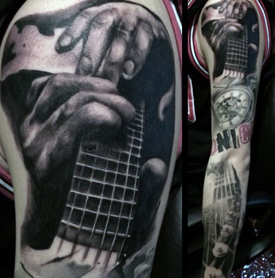 Tattoo uploaded by Matīss Caune • #guitar #music #black #linework • Tattoodo