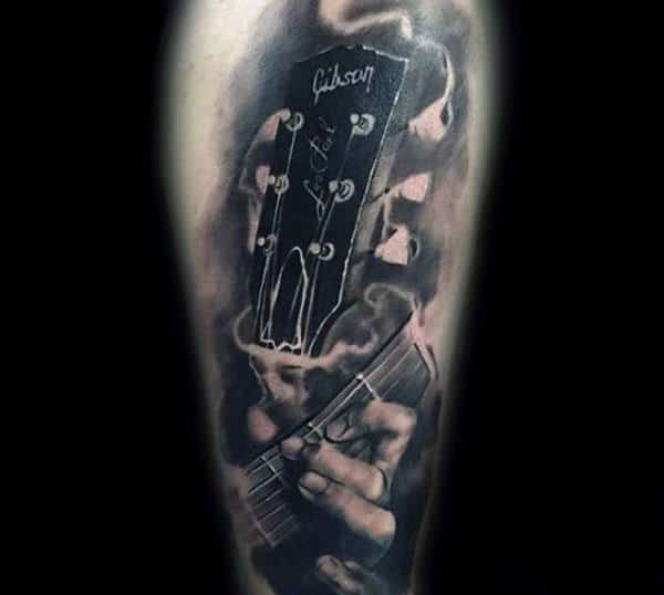 65 Guitar Tattoos For Men - Acoustic And Electric Designs