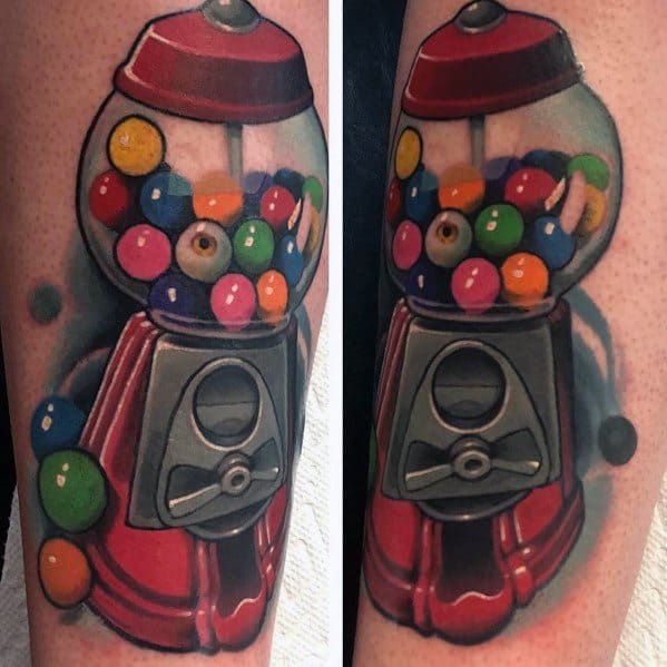 Gumball Machine Stylish Mens Candy Tattoos