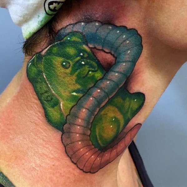 Gummy Bear And Worm Neck Manly Candy Tattoos For Males