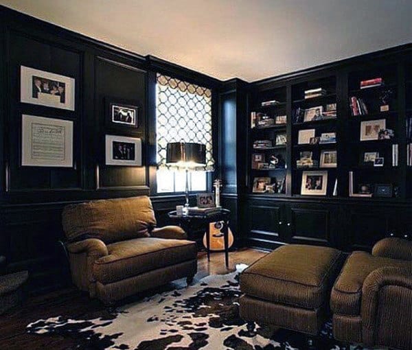 elegant living room with bookshelf