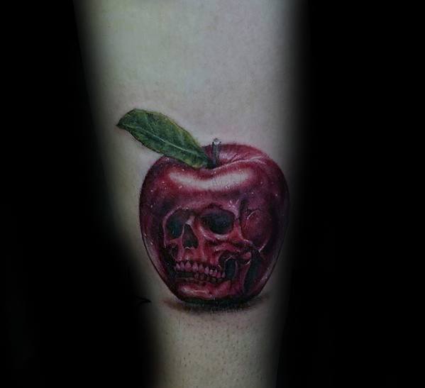 Guy With 3d Skull Apple Surrealism Tattoo Design