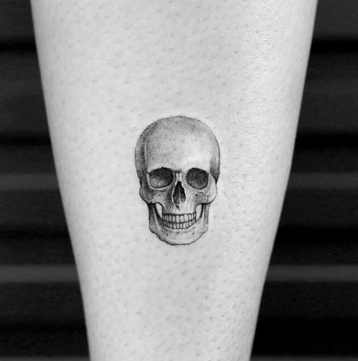 Guy With 3d Skull Quarter Sized Tattoo Design