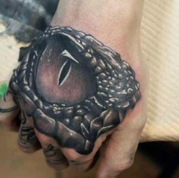 Guy With Alligator Eye Tattoo On Hands