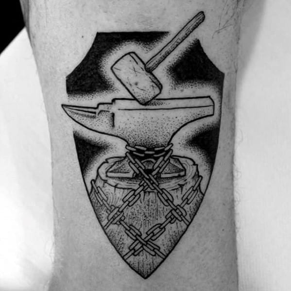 Guy With Anvil Tattoo Design