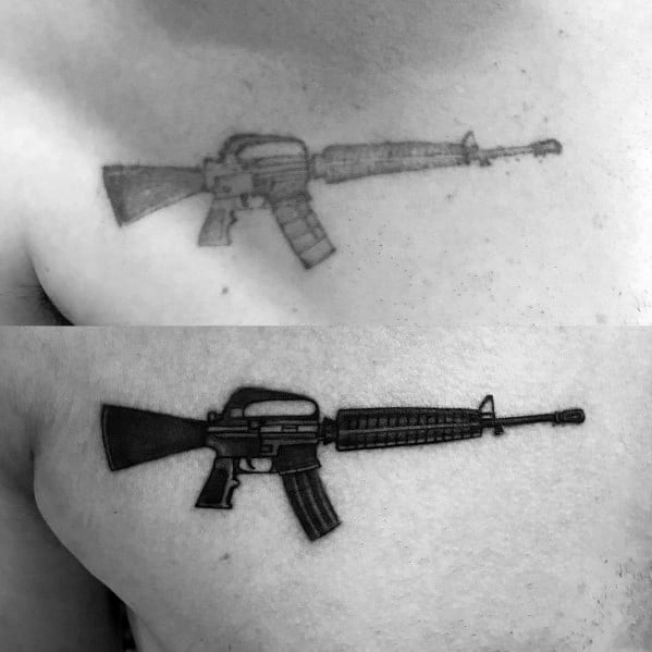 75 AR 15 Tattoo Ideas For Men Rifle Designs