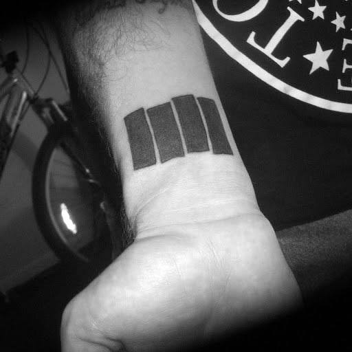 Guy With Black Flag Wrist Tattoo Design
