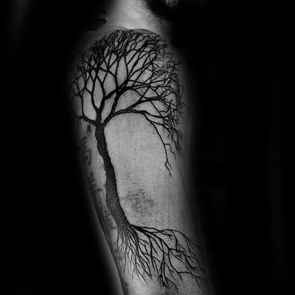 Guy With Black Ink Arm Tree Of Life Tattoo Design