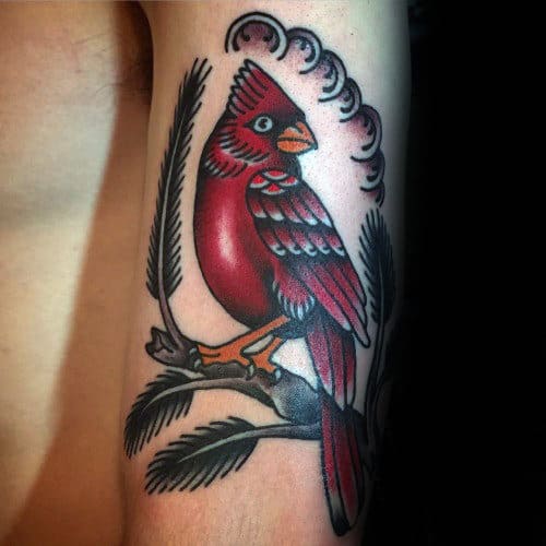 My cardinal tattoo when it was fresh done by Emmanuel Audet in Montreal  Atelier Des Graveurs  rtraditionaltattoos