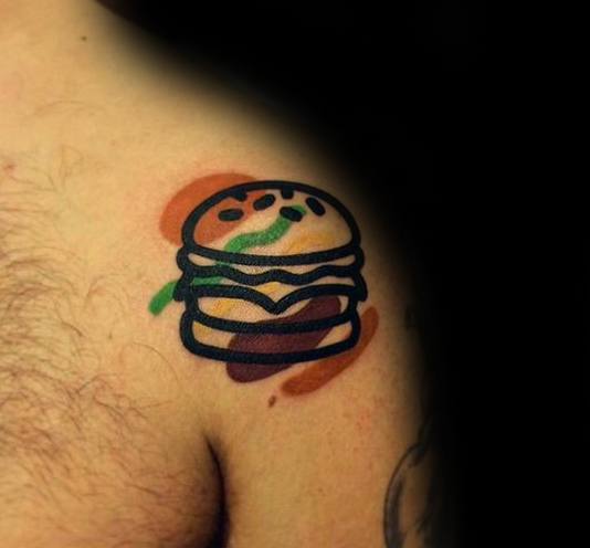Guy With Cheeseburger Tattoo Design