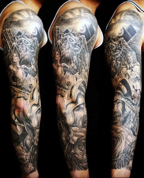 Guy With Coat Of Arms Knight Tattoo Sleeve