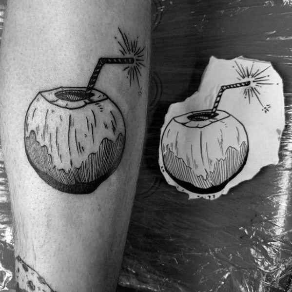 Guy With Coconut Tattoo Design