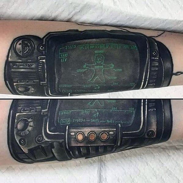 Guy With Fallout Tattoo Inner Forearm Design