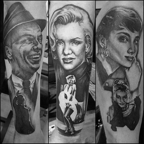 Guy With Frank Sinatra Tattoo Design On Forearm
