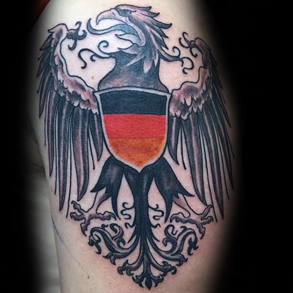 Guy With German Eagle Tattoo Design On Upper Arm