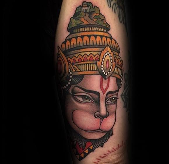 Guy With Hanuman Tattoo Design Hindu Forearm
