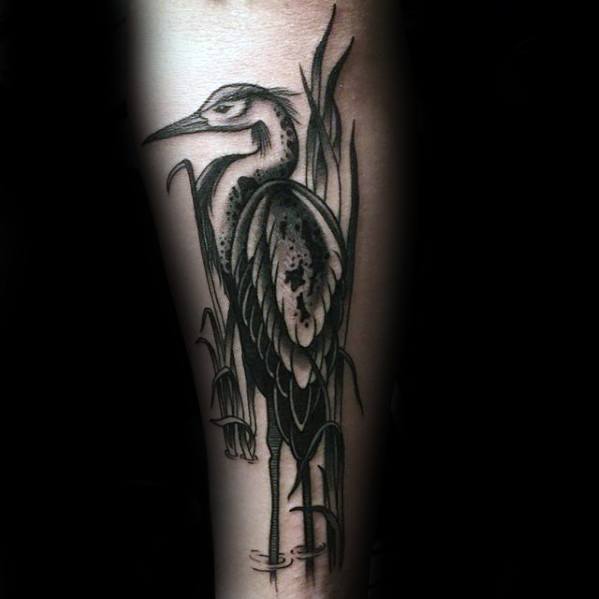 Guy With Heron Tattoo Design On Forearm