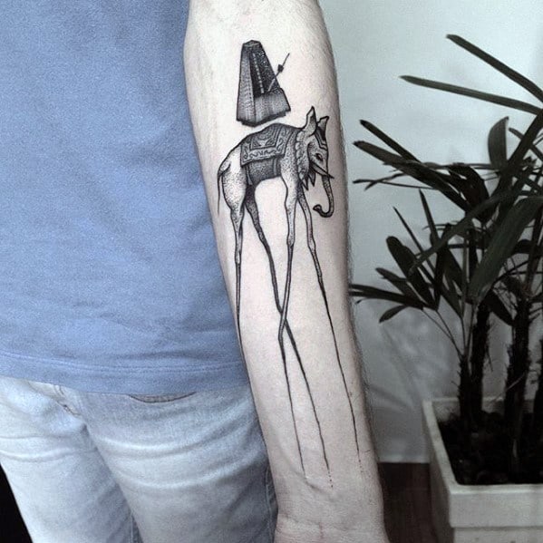 Guy With Inner Forearm Salvador Dali Elephant Tattoo Design