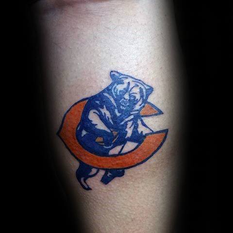 Guy With Leg Calf Logo Chicago Bears Tattoo Design
