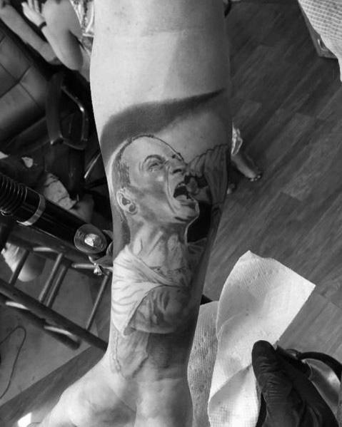 Guy With Linkin Park Tattoo Forearm Chester Sleeve