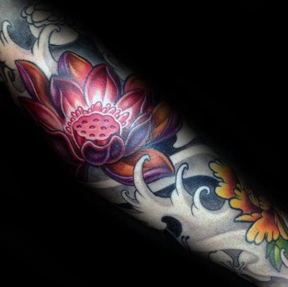 guy-with-lotus-japanese-flower-sleeve-tattoos