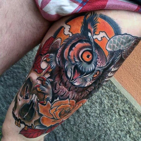 Guy With Neo Traditional Owl Tattoo