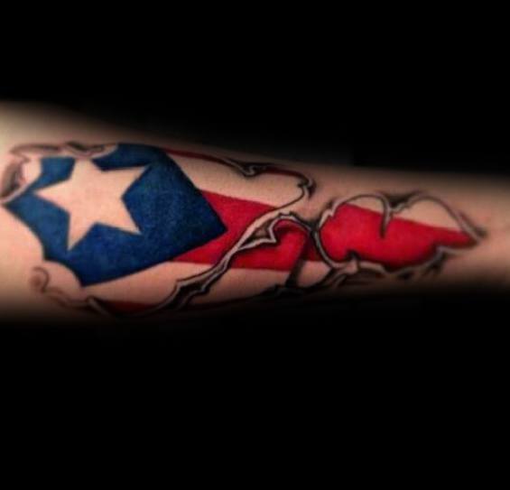 Guy With Puerto Rican Flag Tattoo