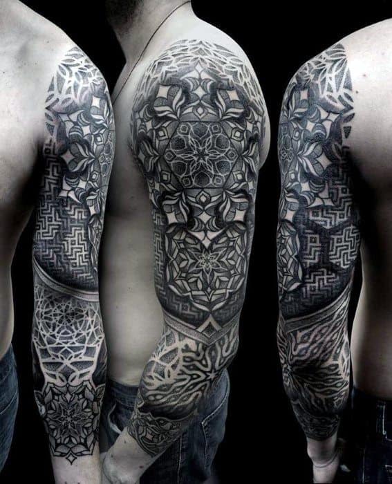 Guy With Sleeve Mandala Tattoo Design