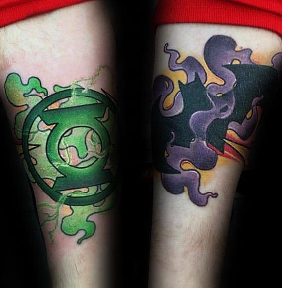 Guy With Smoking Green Lantern Inner Forearm Tattoo