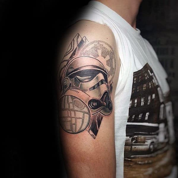 Guy With Stormtrooper Tattoo On Upper Arm