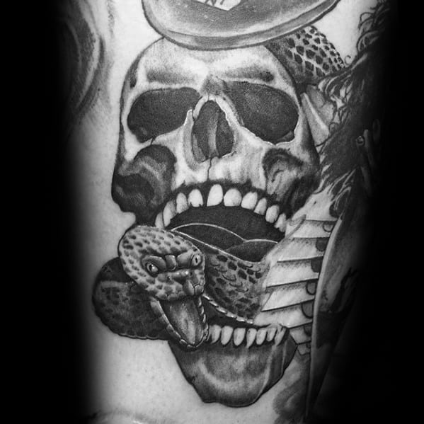 Guy With The Dark Mark Tattoo Skull And Snake Design On Arm