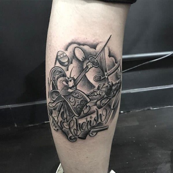 Guy With Tom And Jerry Tattoo Design