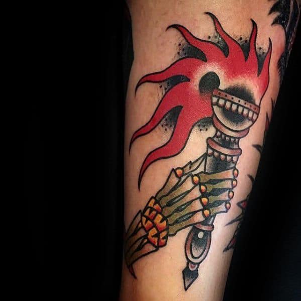Guy With Torch Tattoo Design