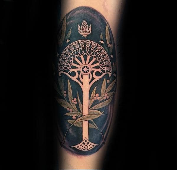 Guy With Tree Of Gondor Lord Of The Rings Leg Attoo