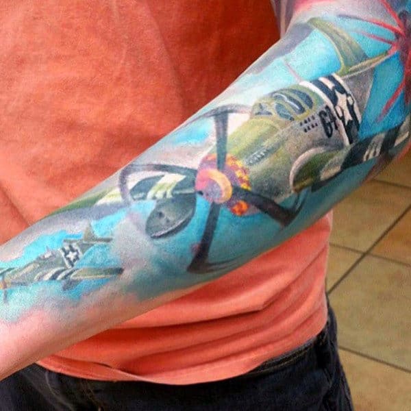 Guy With Warbird Forearm Air Force Tattoos
