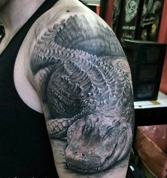 Guys 3D Arms Alligator Tattoo