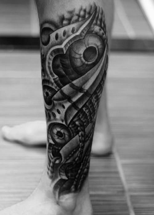 Guys 3d Leg Manly Sleeve Tattoo Ideas