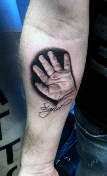 Guys 3d Realistic Handprint Inner Forearm Tattoo