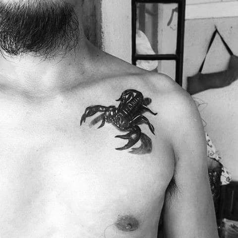 Guys 3d Scorpion Shoulder Tattoo Design Ideas