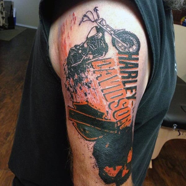 Guys Abstract Harley Davidson Art Tattoo Design